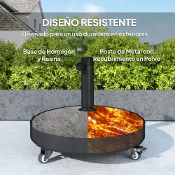Base para Sombrilla Pesada de 25 kg con Ruedas para Sombrillas de hasta Ø3 m y Postes de 32-48 mm Ø52x42 cm Negro - Ogal.Es