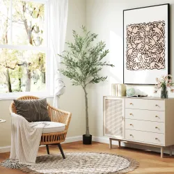 Planta Artificial Decorativa de 180cm Árbol de Olivo con 900 Hojas y 40 Aceitunas en Maceta para Interior Verde - Ogal.Es