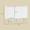Aparador de Salón con Estante Ajustable Aparador de 3 Puertas Acanaladas 107x35x80 cm Blanco - Ogal.Es