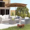 Sombrilla de Aluminio 198x294x255 Parasol Rectangular de Jardín Inclinable con Manivela y Poste Desmontable Café - Ogal.Es