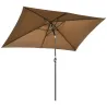 Sombrilla de Aluminio 198x294x255 Parasol Rectangular de Jardín Inclinable con Manivela y Poste Desmontable Café - Ogal.Es