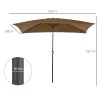 Sombrilla de Aluminio 198x294x255 Parasol Rectangular de Jardín Inclinable con Manivela y Poste Desmontable Café - Ogal.Es