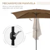 Sombrilla de Aluminio 198x294x255 Parasol Rectangular de Jardín Inclinable con Manivela y Poste Desmontable Café - Ogal.Es