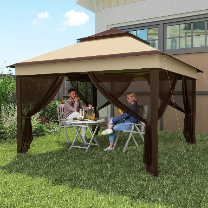 Carpa Plegable 3,26x3,26x2,72m con Doble Techo Altura Ajustable Mosquiteras Protección UV30+ y Bolsa de Transpor... - Ogal.Es