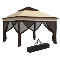Carpa Plegable 3,26x3,26x2,72m con Doble Techo Altura Ajustable Mosquiteras Protección UV30+ y Bolsa de Transpor... - Ogal.Es