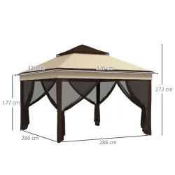 Carpa Plegable 3,26x3,26x2,72m con Doble Techo Altura Ajustable Mosquiteras Protección UV30+ y Bolsa de Transpor... - Ogal.Es