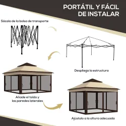 Carpa Plegable 3,26x3,26x2,72m con Doble Techo Altura Ajustable Mosquiteras Protección UV30+ y Bolsa de Transpor... - Ogal.Es