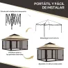 Carpa Plegable 3,26x3,26x2,72m con Doble Techo Altura Ajustable Mosquiteras Protección UV30+ y Bolsa de Transpor... - Ogal.Es
