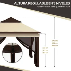 Carpa Plegable 3,26x3,26x2,72m con Doble Techo Altura Ajustable Mosquiteras Protección UV30+ y Bolsa de Transpor... - Ogal.Es