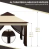 Carpa Plegable 3,26x3,26x2,72m con Doble Techo Altura Ajustable Mosquiteras Protección UV30+ y Bolsa de Transpor... - Ogal.Es