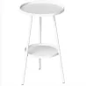 Mesa de Jardín Redonda de 2 Niveles con Bordes Elevados Bandeja Inferior para Exterior e Interior Ø32x51 cm Blanco - Ogal.Es