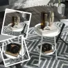 Mesa de Jardín Redonda de 2 Niveles con Bordes Elevados Bandeja Inferior para Exterior e Interior Ø32x51 cm Blanco - Ogal.Es