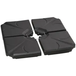Base para Sombrilla de 4 Piezas Rellenable con Arena 72 kg o Agua 56 kg para Jardín Patio Terraza Negro - Ogal.Es
