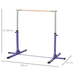 Barra de Gimnasia para Niños +3 Años Barra de Entrenamiento Altura Ajustable 92-150 cm Carga 75 kg 194x121x150cm... - Ogal.Es