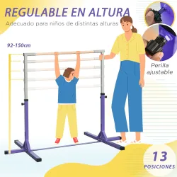 Barra de Gimnasia para Niños +3 Años Barra de Entrenamiento Altura Ajustable 92-150 cm Carga 75 kg 194x121x150cm... - Ogal.Es