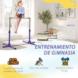 Barra de Gimnasia para Niños +3 Años Barra de Entrenamiento Altura Ajustable 92-150 cm Carga 75 kg 194x121x150cm... - Ogal.Es