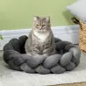 Cama para Perros Pequeños Cama para Mascotas Lavable con Cojín Independiente y Cuerda de Algodón 55x55x14 cm Gris - Ogal.Es