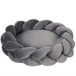 Cama para Perros Pequeños Cama para Mascotas Lavable con Cojín Independiente y Cuerda de Algodón 55x55x14 cm Gris - Ogal.Es