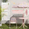 Conjunto Infantil de Jardín Plegable con 2 Sillas Mesa y Sombrilla Ajustable para Niños de 2 a 5 Años Rosa - Ogal.Es