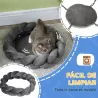 Cama para Perros Pequeños Cama para Mascotas Lavable con Cojín Independiente y Cuerda de Algodón 55x55x14 cm Gris - Ogal.Es