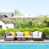 Sombrilla Doble 4,6x2,7 m Sombrilla Grande con Manivela Manual Resistente al Agua y Protección Solar Beige - Ogal.Es
