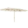 Sombrilla Doble 4,6x2,7 m Sombrilla Grande con Manivela Manual Resistente al Agua y Protección Solar Beige - Ogal.Es