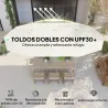 Sombrilla Doble 4,6x2,7 m Sombrilla Grande con Manivela Manual Resistente al Agua y Protección Solar Beige - Ogal.Es