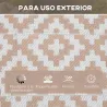Alfombra de Exterior Reversible 182x274 cm con Patrón Geométrico Acabado Impermeable Café y Blanco - Ogal.Es