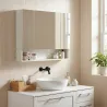 Armario de Baño con Espejo 3 Puertas Estante Ajustable y Compartimento 90x15x75 cm Blanco - Ogal.Es