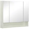 Armario de Baño con Espejo 3 Puertas Estante Ajustable y Compartimento 90x15x75 cm Blanco - Ogal.Es