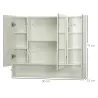 Armario de Baño con Espejo 3 Puertas Estante Ajustable y Compartimento 90x15x75 cm Blanco - Ogal.Es