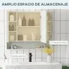 Armario de Baño con Espejo 3 Puertas Estante Ajustable y Compartimento 90x15x75 cm Blanco - Ogal.Es