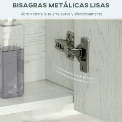 Armario de Baño con Espejo 3 Puertas Estante Ajustable y Compartimento 90x15x75 cm Blanco - Ogal.Es