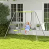 Columpio para Niños Columpio Jardín Exterior con 1 Columpio Simple 1 Planeador y Anti-UV 255x160x180 cm Gris y V... - Ogal.Es