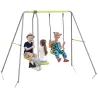 Columpio para Niños Columpio Jardín Exterior con 1 Columpio Simple 1 Planeador y Anti-UV 255x160x180 cm Gris y V... - Ogal.Es