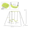 Columpio para Niños Columpio Jardín Exterior con 1 Columpio Simple 1 Planeador y Anti-UV 255x160x180 cm Gris y V... - Ogal.Es