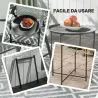 Mesa de Jardín Redonda con Bandeja Extraíble Patas Ajustables y Acabado en Acero para Exterior Ø46x50 cm Negro - Ogal.Es