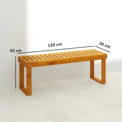 Banco de Jardín de Madera de 2 Plazas con Asiento de Lamas Carga 300 kg para Exteriores 120x34x43 cm Teca - Ogal.Es