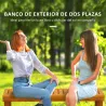 Banco de Jardín de Madera de 2 Plazas con Asiento de Lamas Carga 300 kg para Exteriores 120x34x43 cm Teca - Ogal.Es