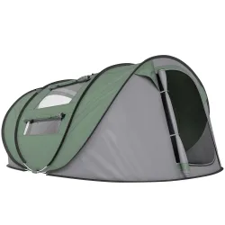 Tienda de Camping Pop-up con Ventanas Bolsillos y Bolsa de Transporte Impermeable Anti-UV 263,5x220x123 cm Verde... - Ogal.Es