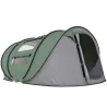 Tienda de Camping Pop-up con Ventanas Bolsillos y Bolsa de Transporte Impermeable Anti-UV 263,5x220x123 cm Verde... - Ogal.Es