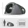 Tienda de Camping Pop-up con Ventanas Bolsillos y Bolsa de Transporte Impermeable Anti-UV 263,5x220x123 cm Verde... - Ogal.Es
