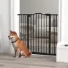 Puerta para Perros con Ancho Ajustable 76-104 cm Barrera de Seguridad para Perros con 2 Extensiones Negro - Ogal.Es