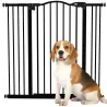 Puerta para Perros con Ancho Ajustable 76-104 cm Barrera de Seguridad para Perros con 2 Extensiones Negro - Ogal.Es
