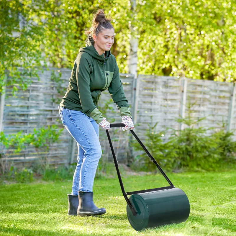 Rodillo para Césped de 30L Relleno de Arena o Agua con Mango en U para Jardín Granja Verde Oscuro - Ogal.Es