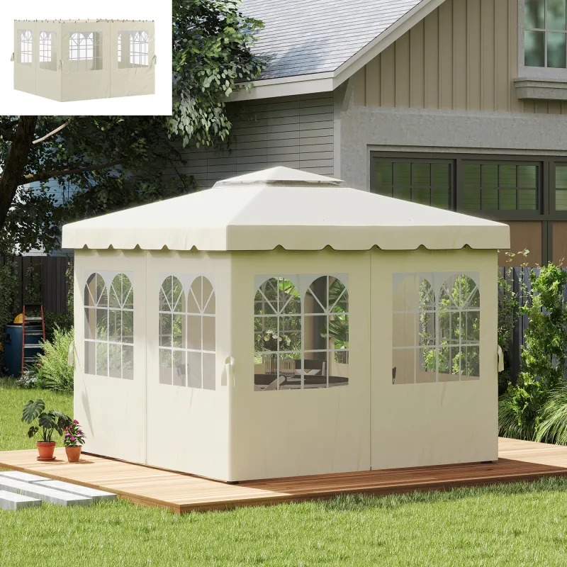 Paredes Laterales de Sustitución para Pérgola 3x3 m con Protección UV Ventanas Transparentes y Cortinas Ajustabl... - Ogal.Es