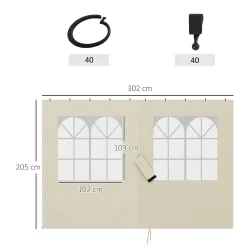 Paredes Laterales de Sustitución para Pérgola 3x3 m con Protección UV Ventanas Transparentes y Cortinas Ajustabl... - Ogal.Es