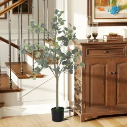 Planta Artificial Decorativa de 150 cm Eucaliptus Sintético con 230 Hojas en Maceta para Interior Verde - Ogal.Es