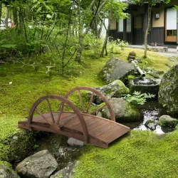 Puente de Jardín de Madera 100x50x37 cm con Barandillas Puente de Arco para Decoración Patio Carga 150 kg Carbon... - Ogal.Es