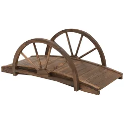 Puente de Jardín de Madera 100x50x37 cm con Barandillas Puente de Arco para Decoración Patio Carga 150 kg Carbon... - Ogal.Es